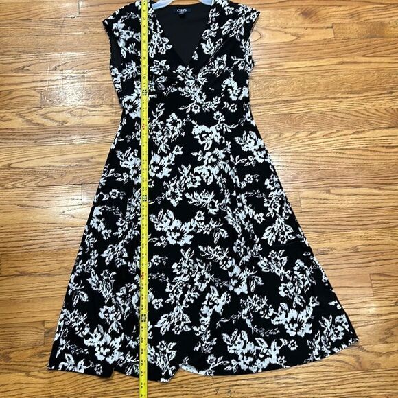 Chaps Women’s A line Faux Wrap Floral Formal Casual Flowy Flare Dress. Size Medi - Picture 1 of 5